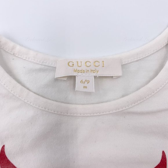 Authentic Gucci White Tees Top Girls Size 6-9 m - Picture 5 of 12